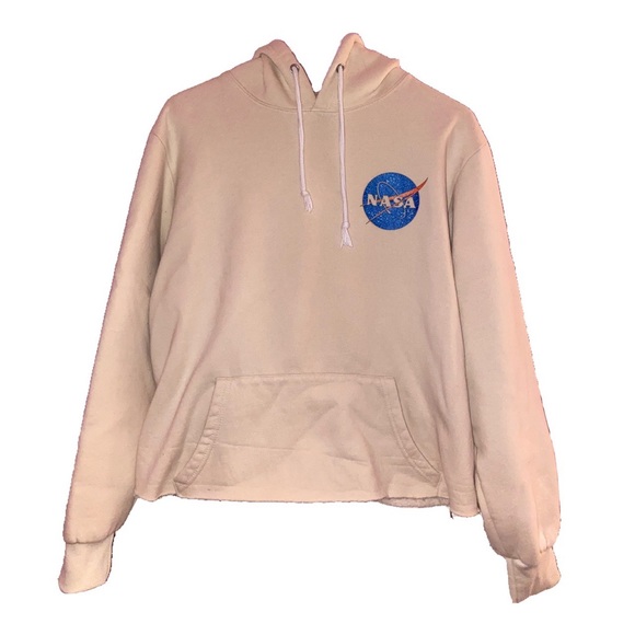 beige self cropped nasa hoodie - Picture 2 of 4